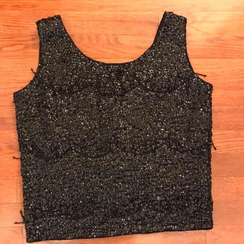 VINTAGE 70S SWING BEADED TOP PARTY. DINNER FORMAL LARGE - Picture 3 of 4